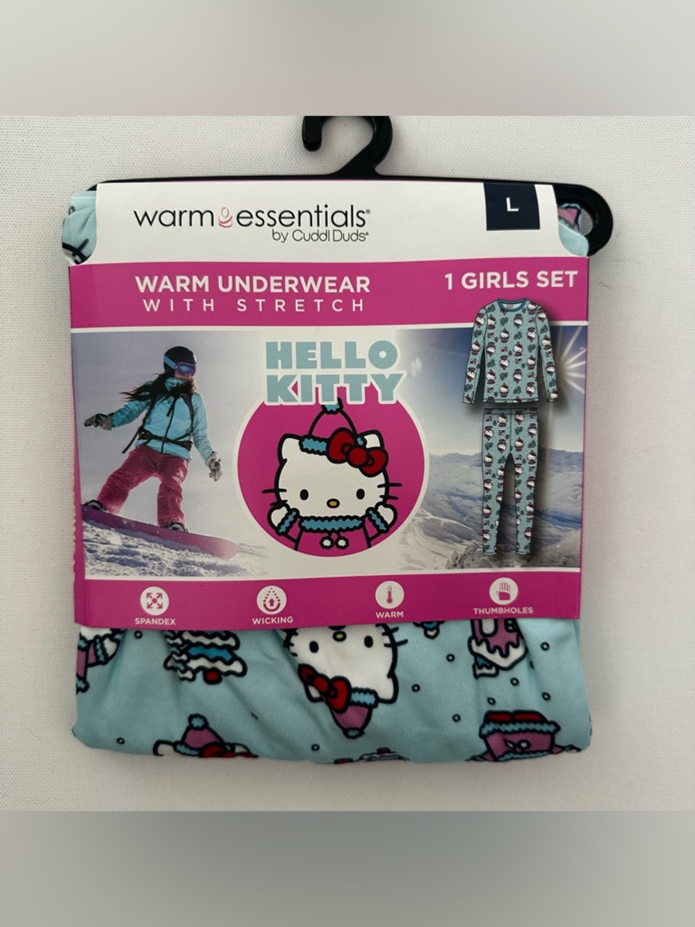 Cuddl Duds Hello Kitty Girls Thermal Set Size L